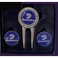Celtic Design Divot Tool w/ Money Clip, & Slide-on Hat Clip w/ Ball Markers Gift Set